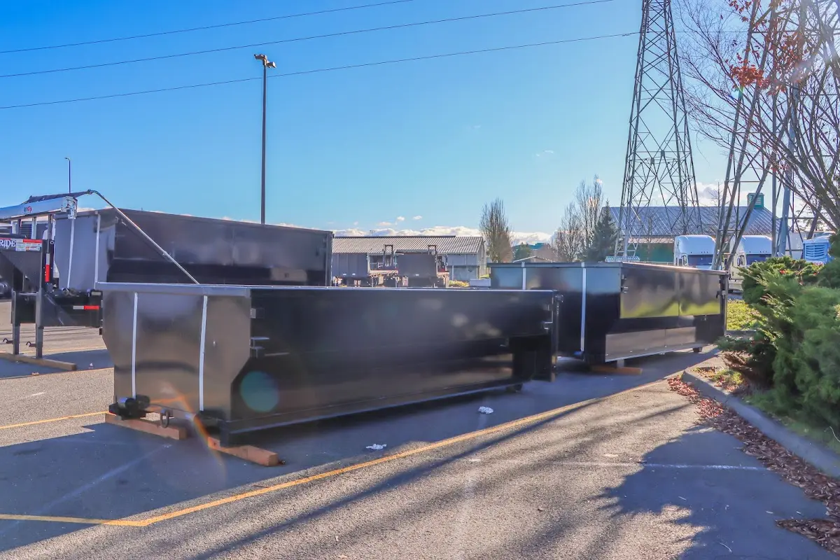 Roll-off dumpster ready for waste disposal at job site for 3 Yard Dumpster Rental in Kimberly